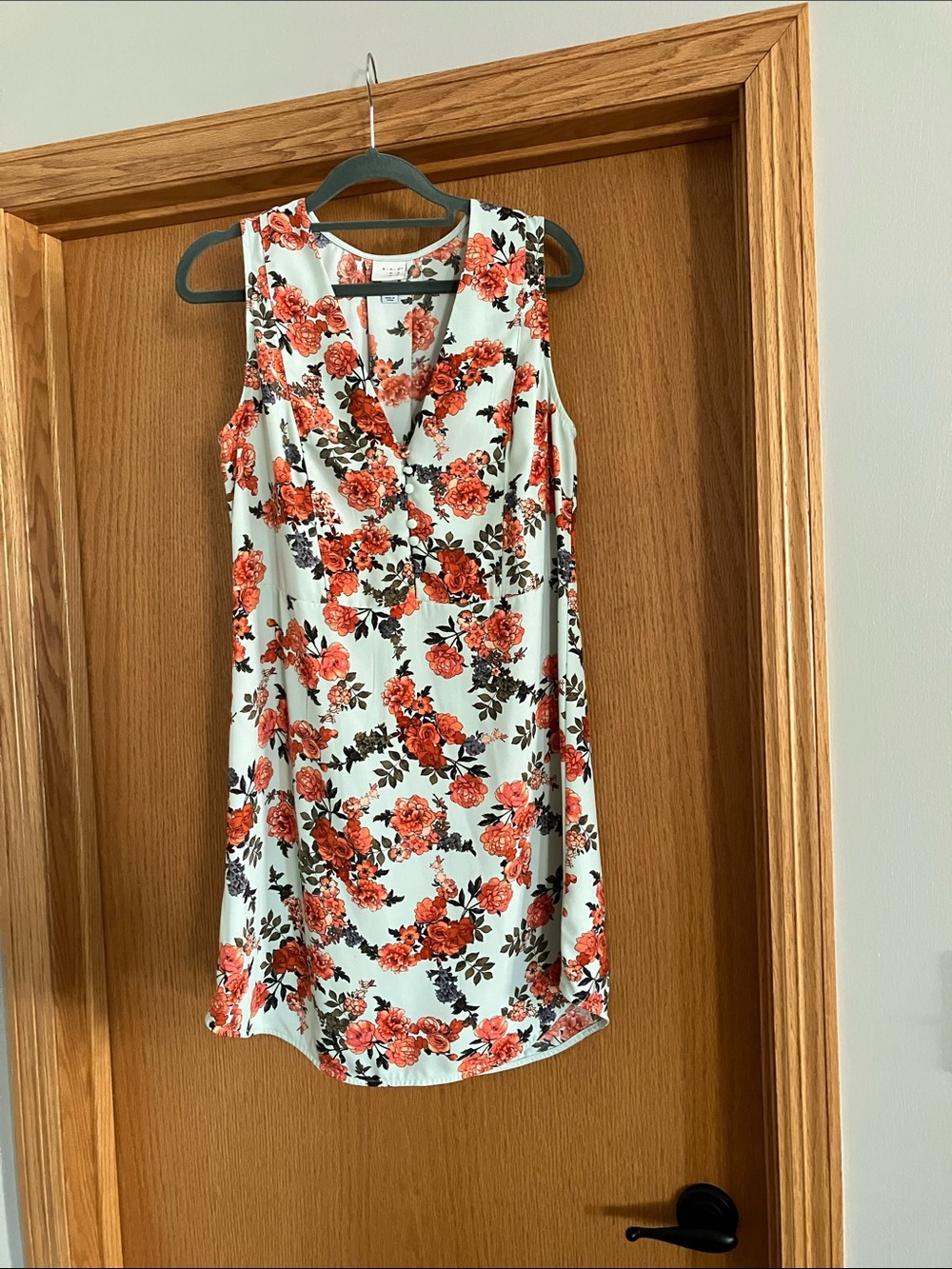 a new day Floral Sleeveless Mini Dress in Mint and Coral